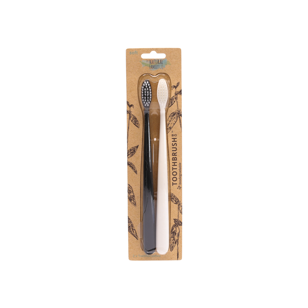 NFco Bio Toothbrush (Twin Pack) Pirate Black & Ivory Desert