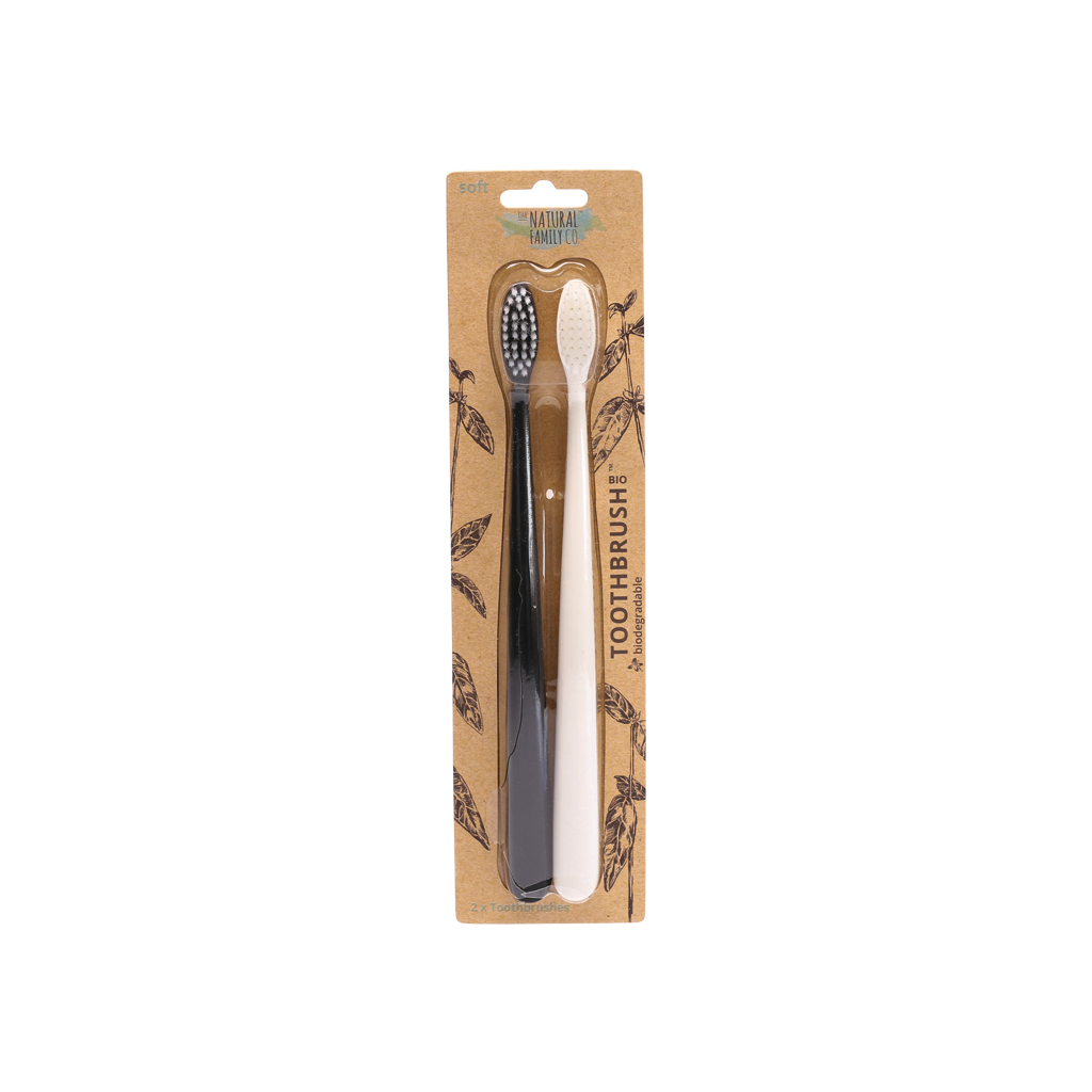 NFco Bio Toothbrush (Twin Pack) Pirate Black & Ivory Desert-The Living Co.