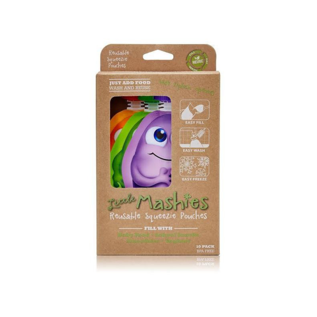 Little Mashies Reusable Squeeze Pouch Pack of 10 - Mixed Colours-The Living Co.