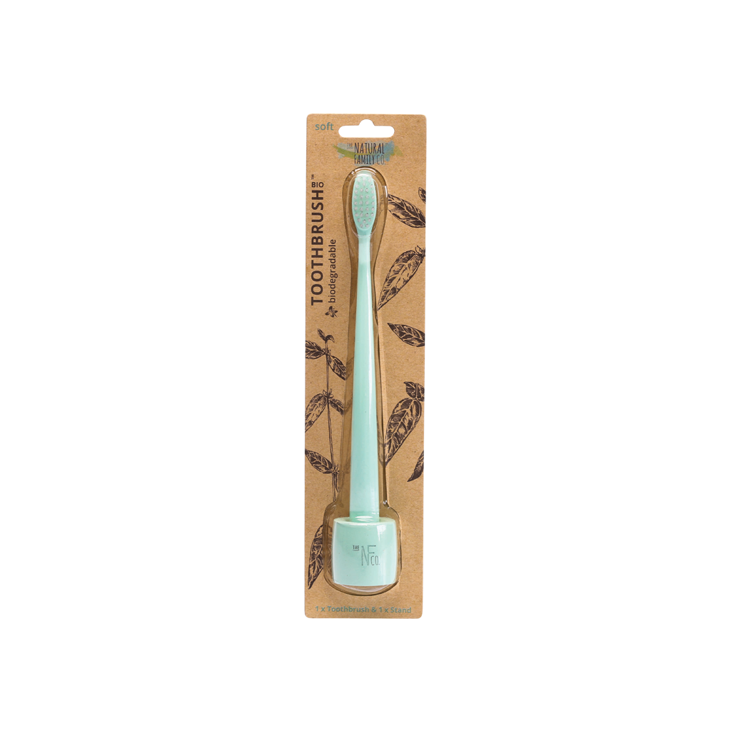 NFco Bio Toothbrush & Stand Soft - River Mint-The Living Co.