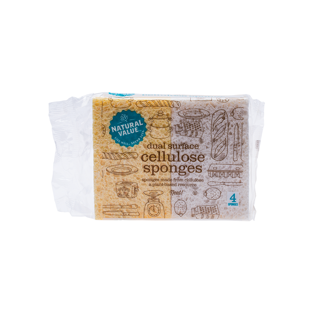 Natural Value Dual Surface Cellulose Sponges 4 Pack