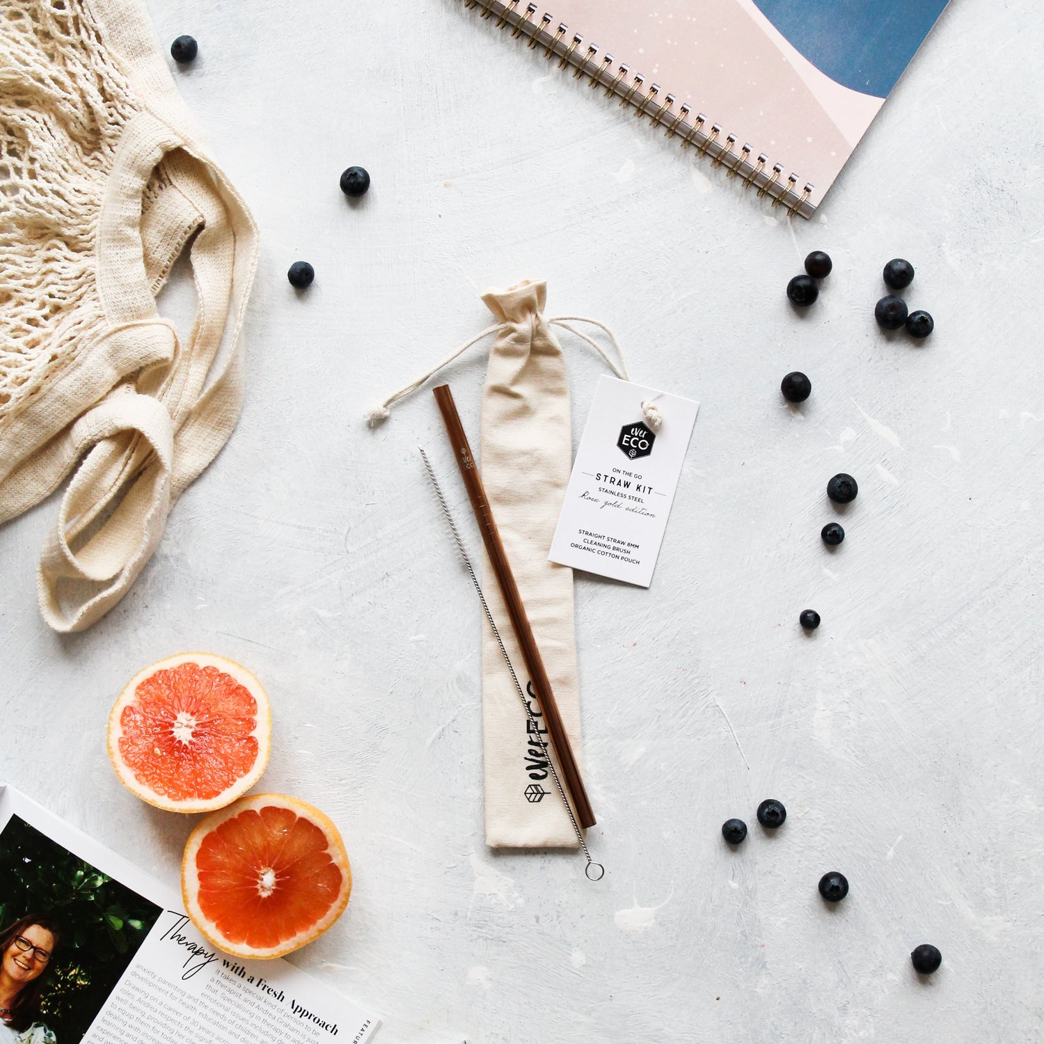 Ever Eco On-The-Go Straw Kit - Rose Gold 1pk