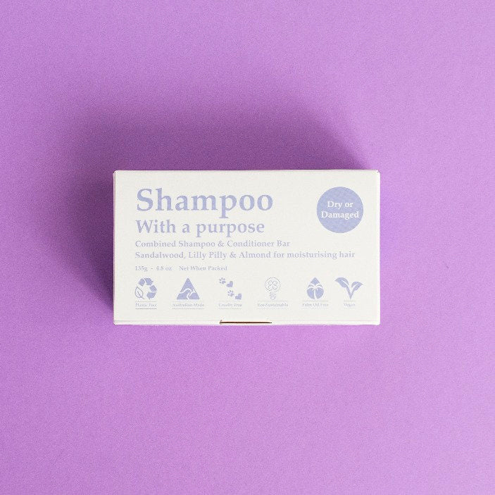 Shampoo With A Purpose Dry Or Damaged Hair Shampoo/Conditioner Bar-The Living Co.