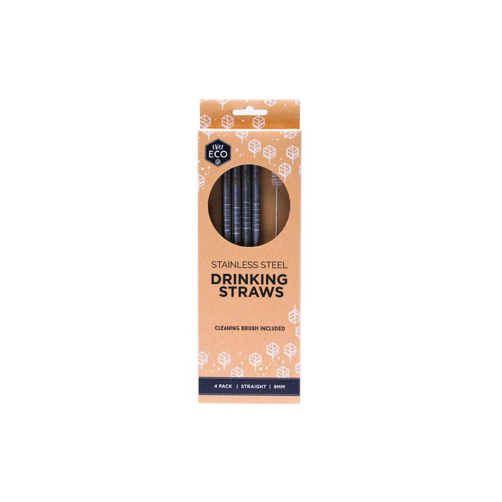 Ever Eco Stainless Steel Straws Straight - 4pk