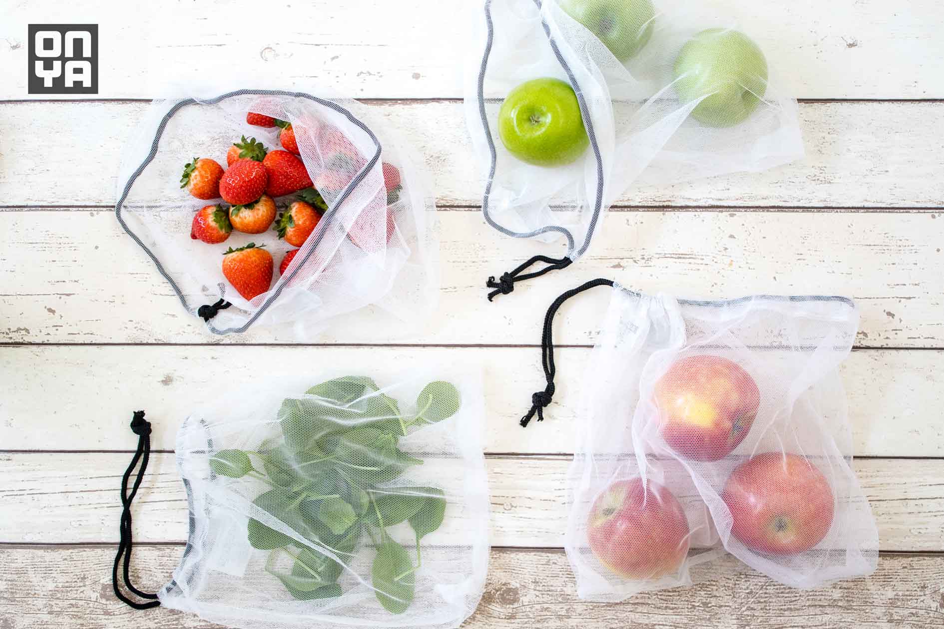 Onya Reusable Produce Bags - 8 Pack: Sustainable Shopping Made Easy and Stylish-The Living Co.