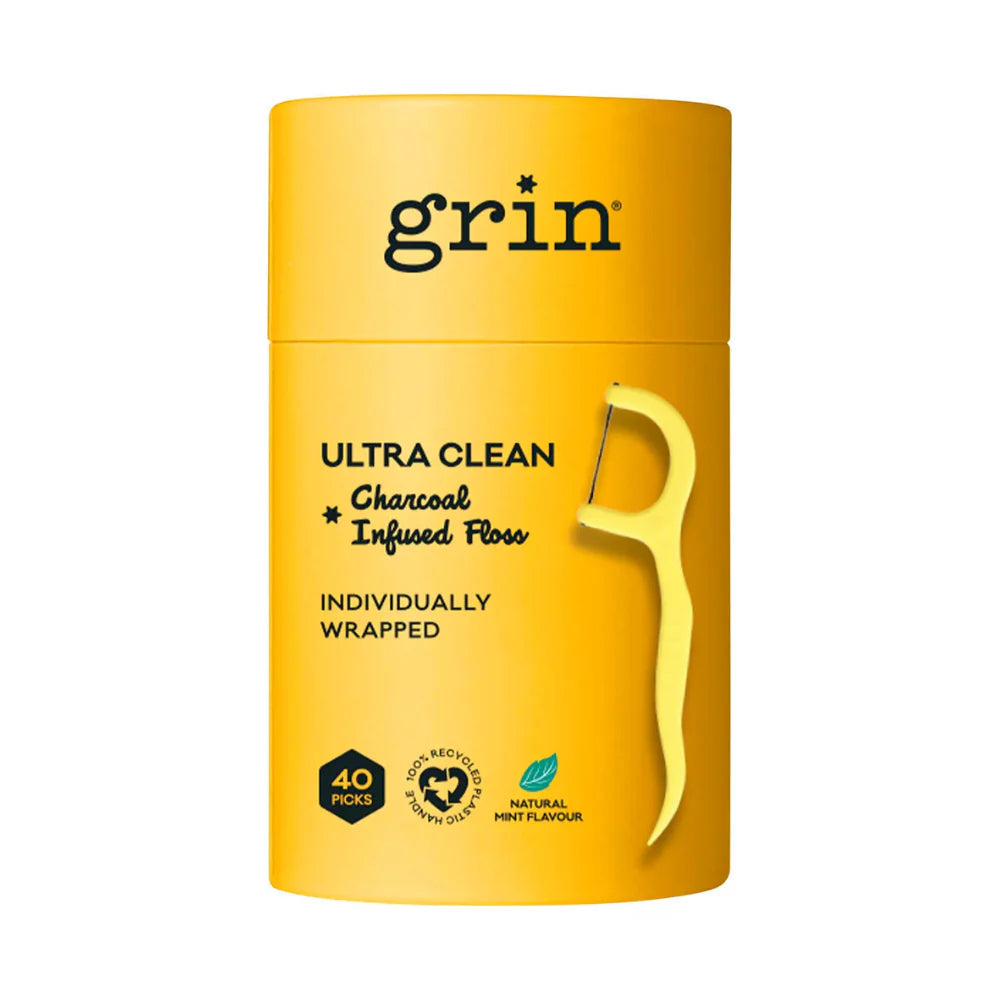 Grin Ultra Clean Adults 100% Recycled Floss Picks 40pk-The Living Co.