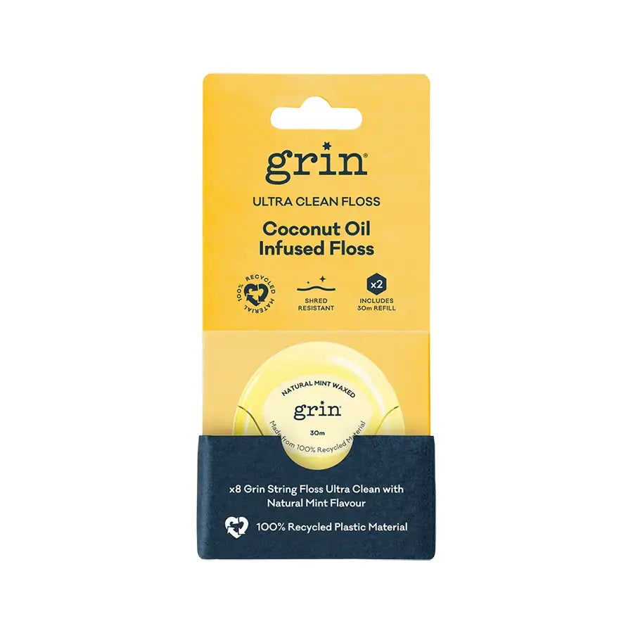 Grin Ultra Clean Floss Coconut Oil Infused 30m + Refill-The Living Co.