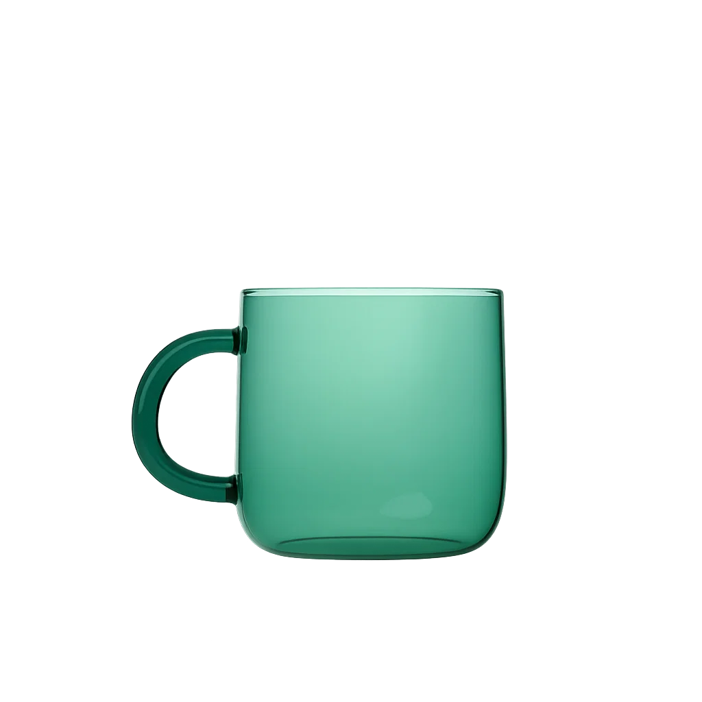 Green mug on a white background