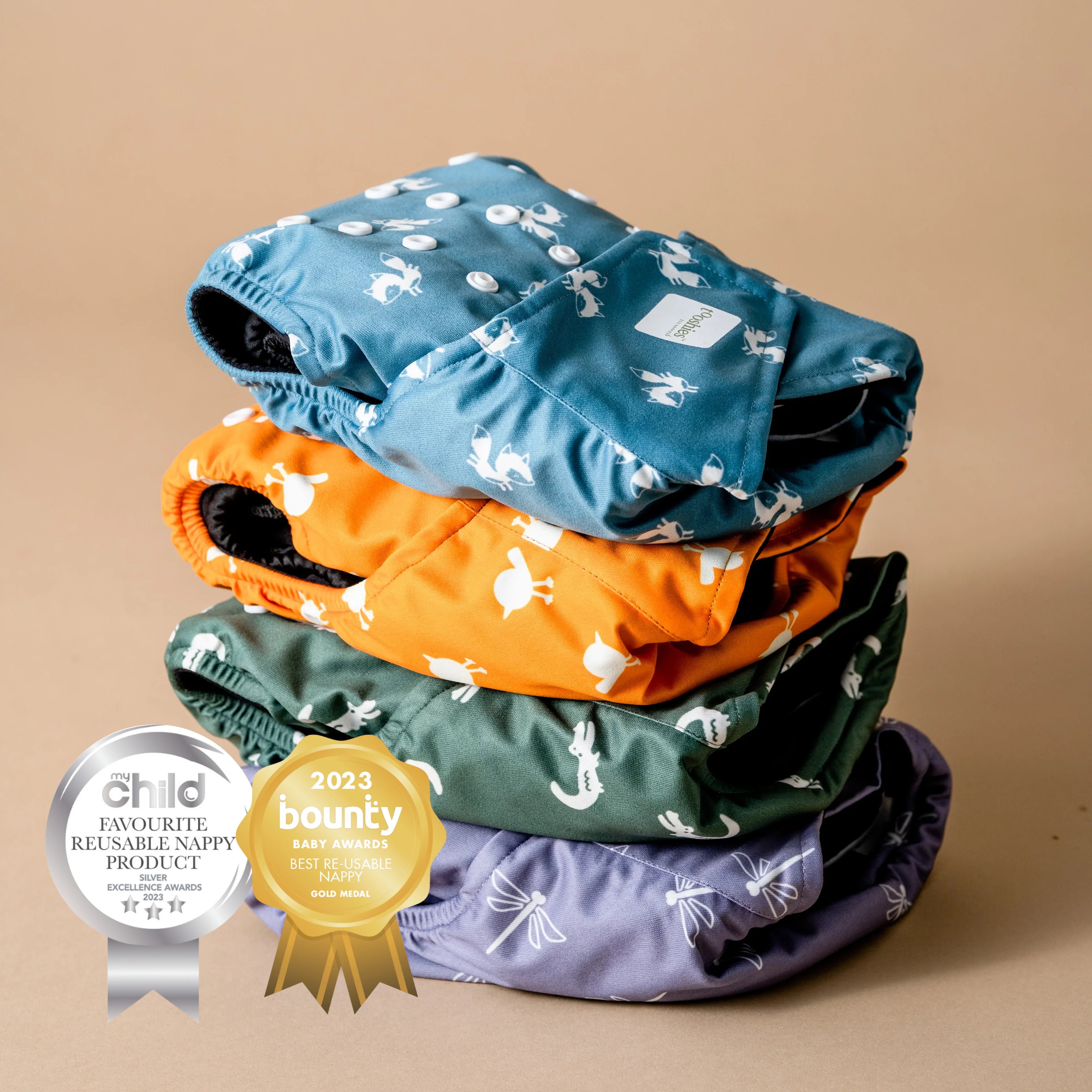 Tooshies Reusable Cloth Nappies 4 Pack-The Living Co.