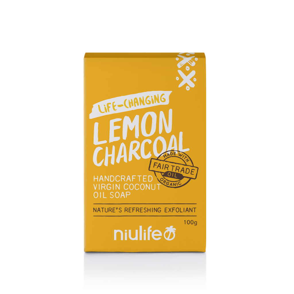 Niulife Coconut Oil Soap Lemon Charcoal-The Living Co.