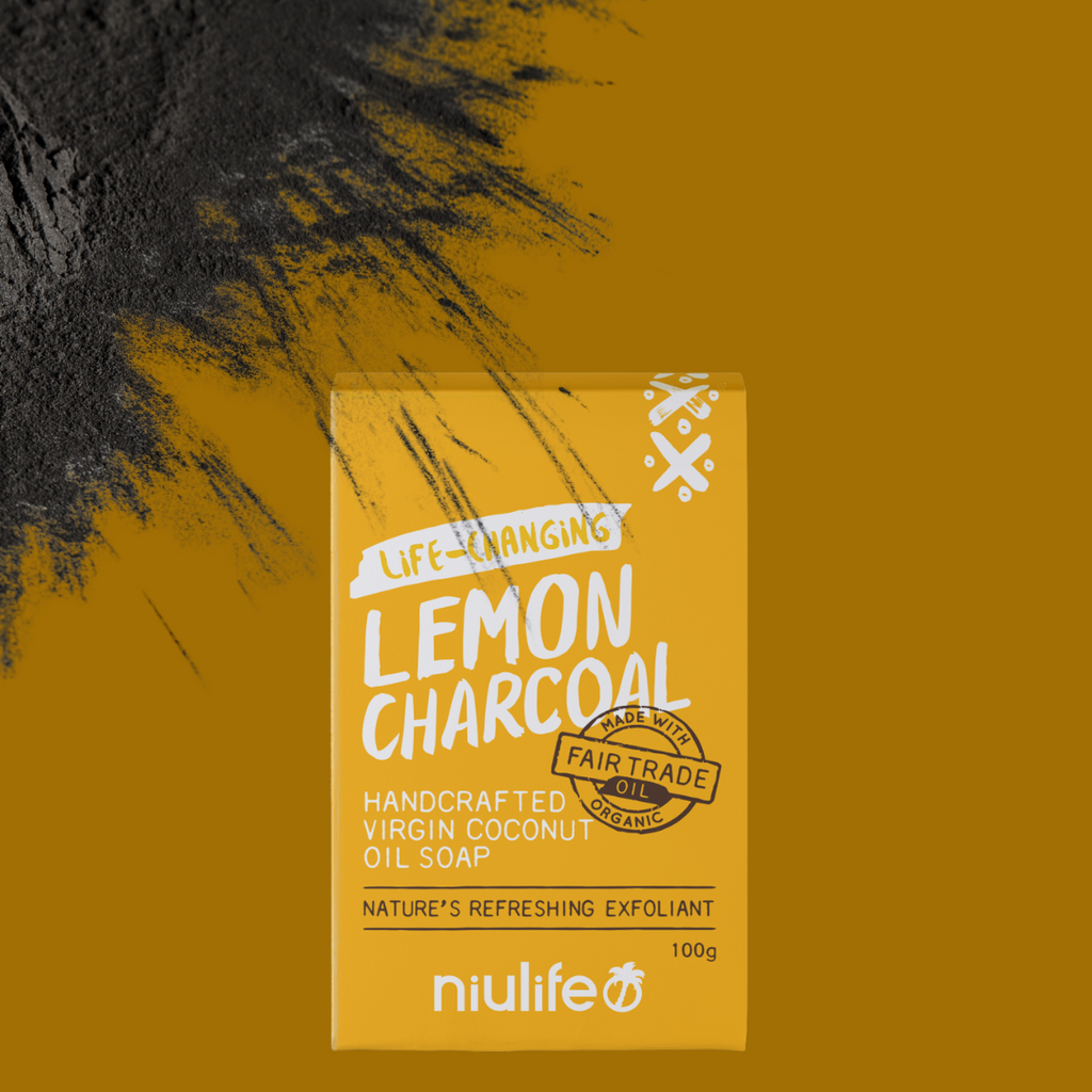Niulife Coconut Oil Soap Lemon Charcoal-The Living Co.