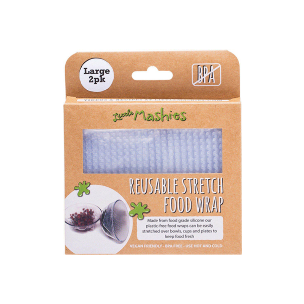 Little Mashies Reusable Stretch Silicone Food Wrap Pack Of 2 - Large 25cm X 25cm 2-The Living Co.