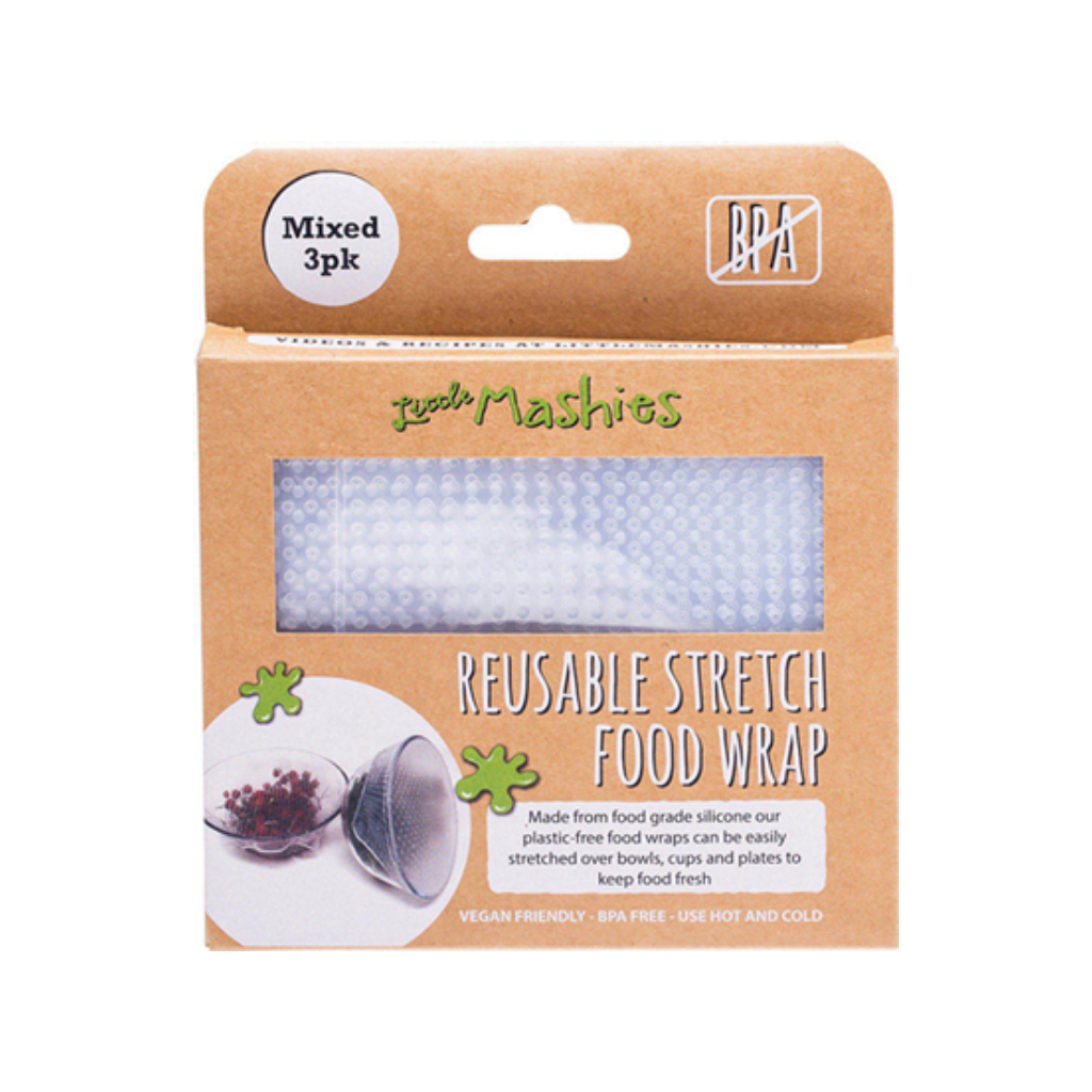 Little Mashies Reusable Stretch Silicone Food Wrap Pack Of 3 - 1 x S, M & L-The Living Co.