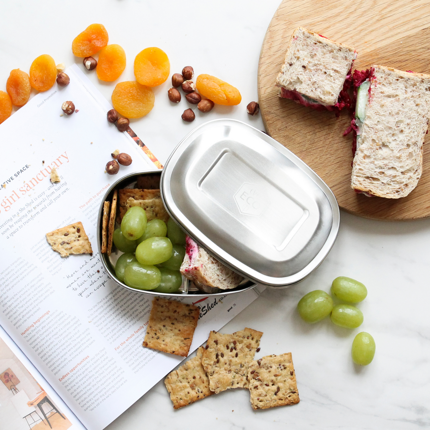 Ever Eco Stainless Steel Bento Snack Box 2 Compartments-The Living Co.
