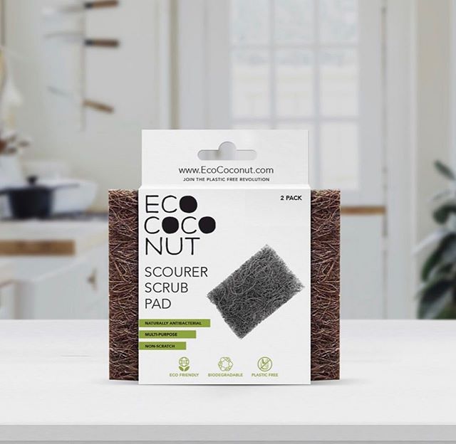 EcoCoconut Coconut Fibre Scourer Scrub Pad 2pk-The Living Co.