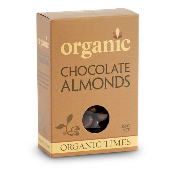 Organic Times Milk Chocolate Almonds 150g-The Living Co.