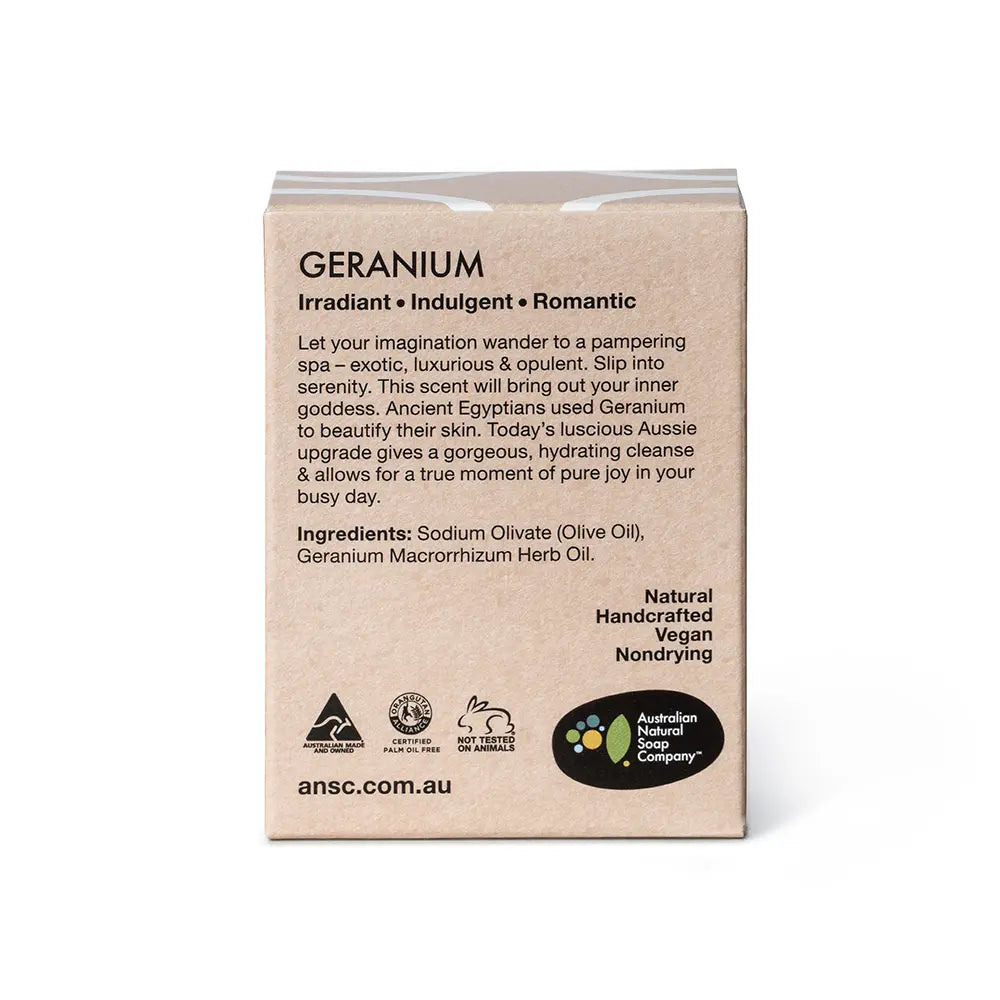 Australian Natural Soap Company Geranium Soap-The Living Co.