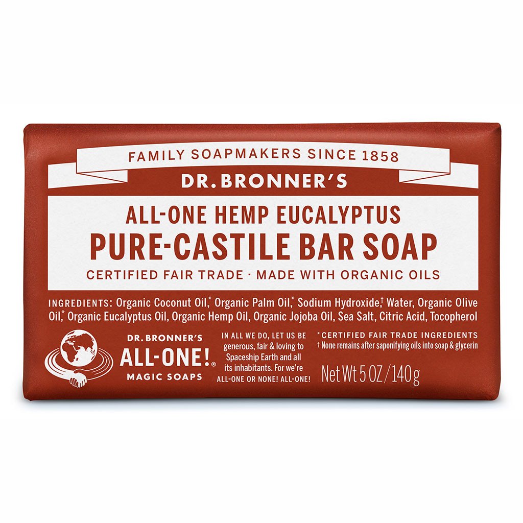 Dr. Bronner's Pure Castile Bar Soap Eucalyptus 140g-The Living Co.