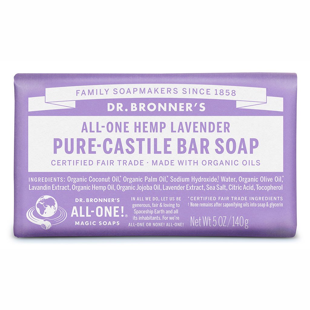Dr. Bronner's Pure Castile Bar Soap Lavender 140g-The Living Co.