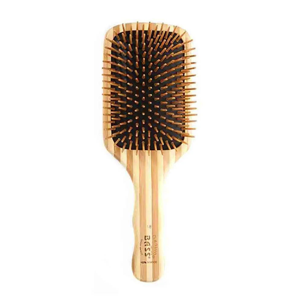 Bass Brushes Bamboo Wood Hair Brush Large Square Paddle-The Living Co.