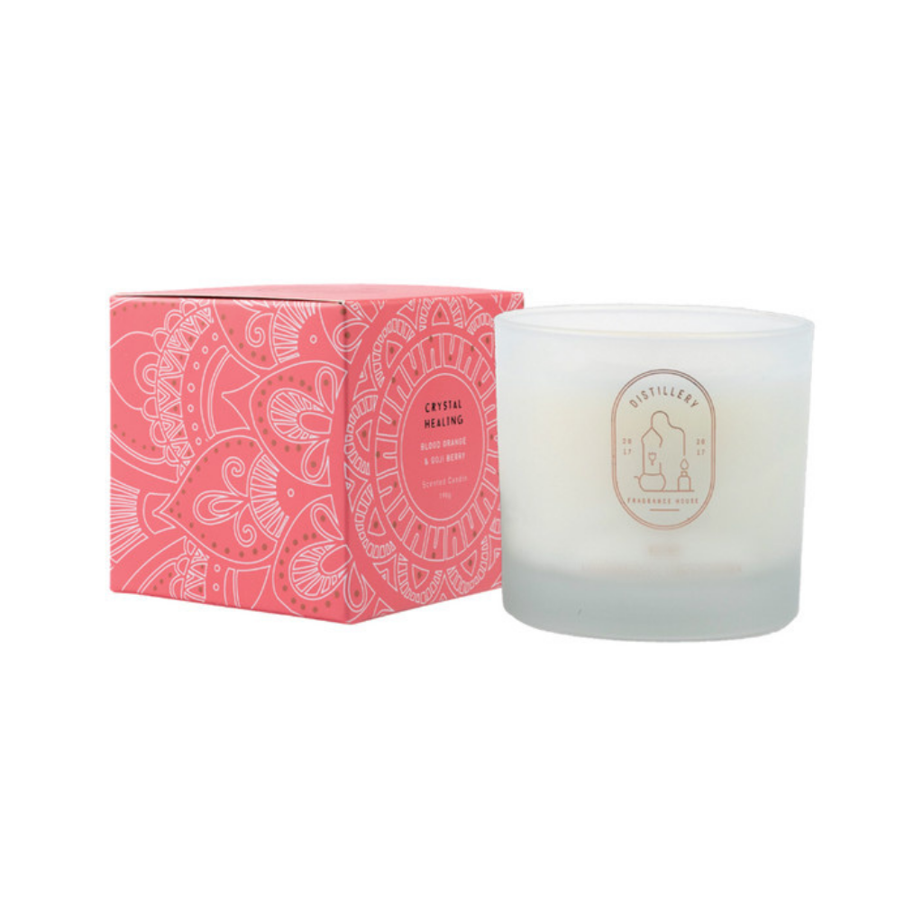 Distillery Fragrance House Soy Candle Crystal Healing (Blood Orange & Goji Berry) 190g-The Living Co.