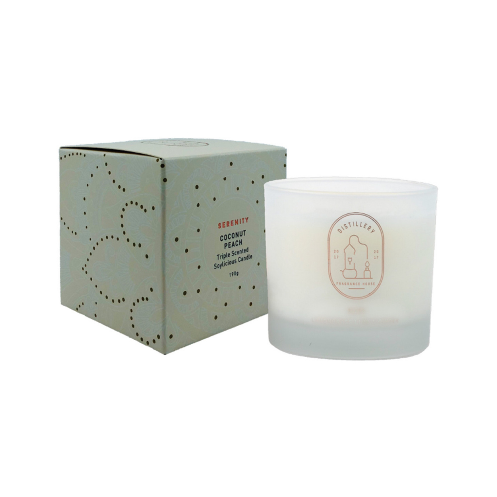 Distillery Fragrance House Soy Candle Serenity (Coconut Peach) 190g-The Living Co.