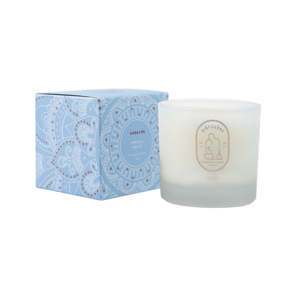 Distillery Fragrance House Soy candle Soulful Jasmine and Vanilla 190g-The Living Co.