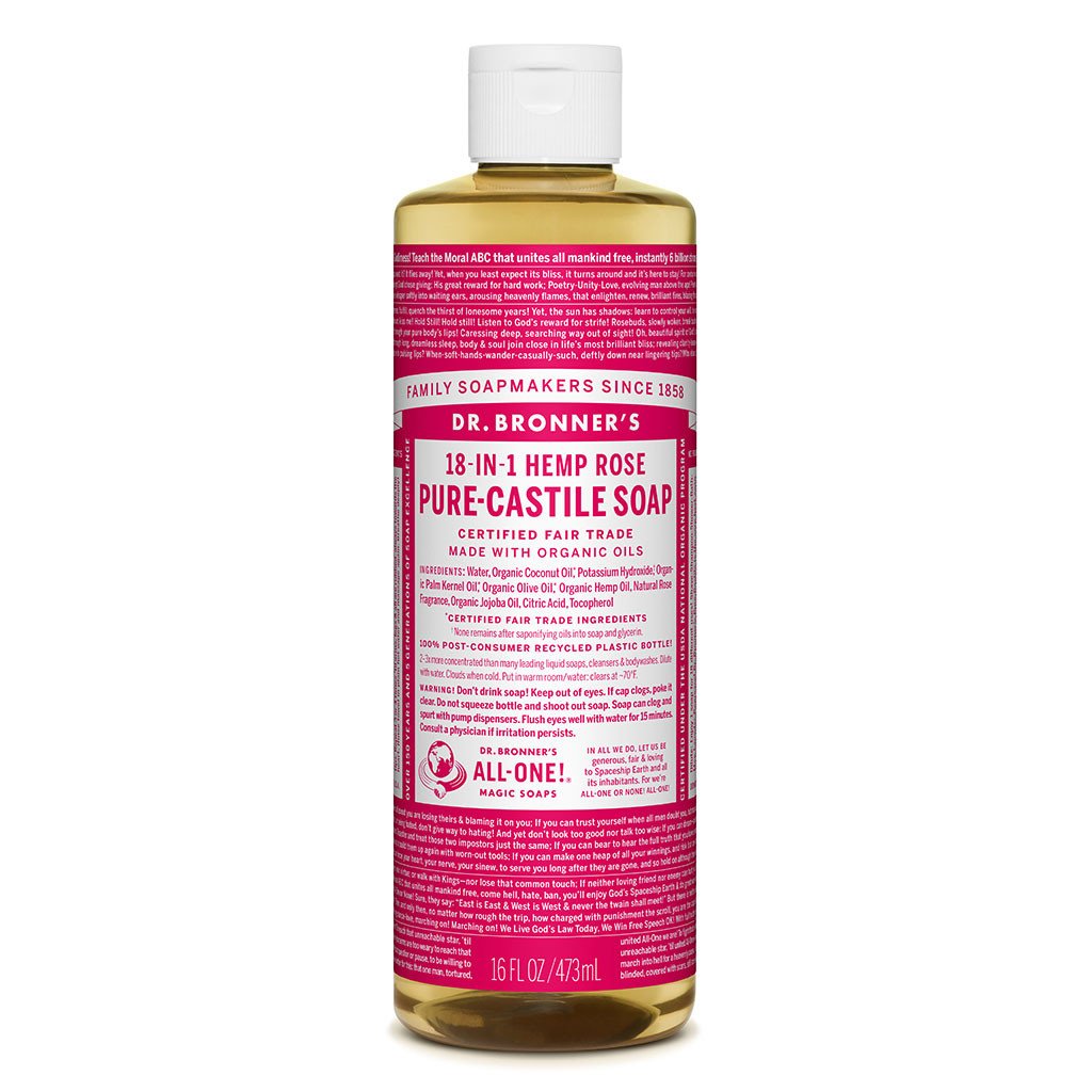 Dr. Bronner's Pure-Castile Liquid Soap Rose-The Living Co.