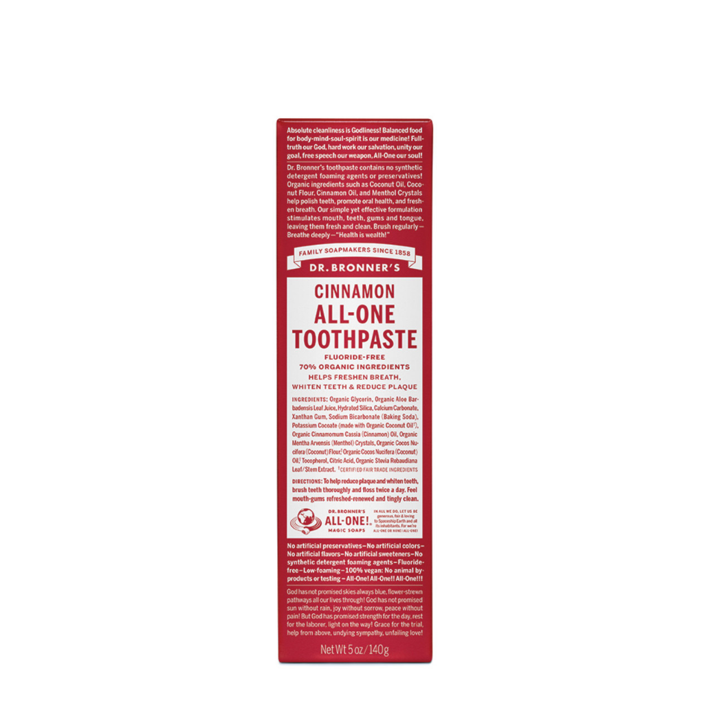 Dr. Bronner's All-One Toothpaste Cinnamon 140g-The Living Co.