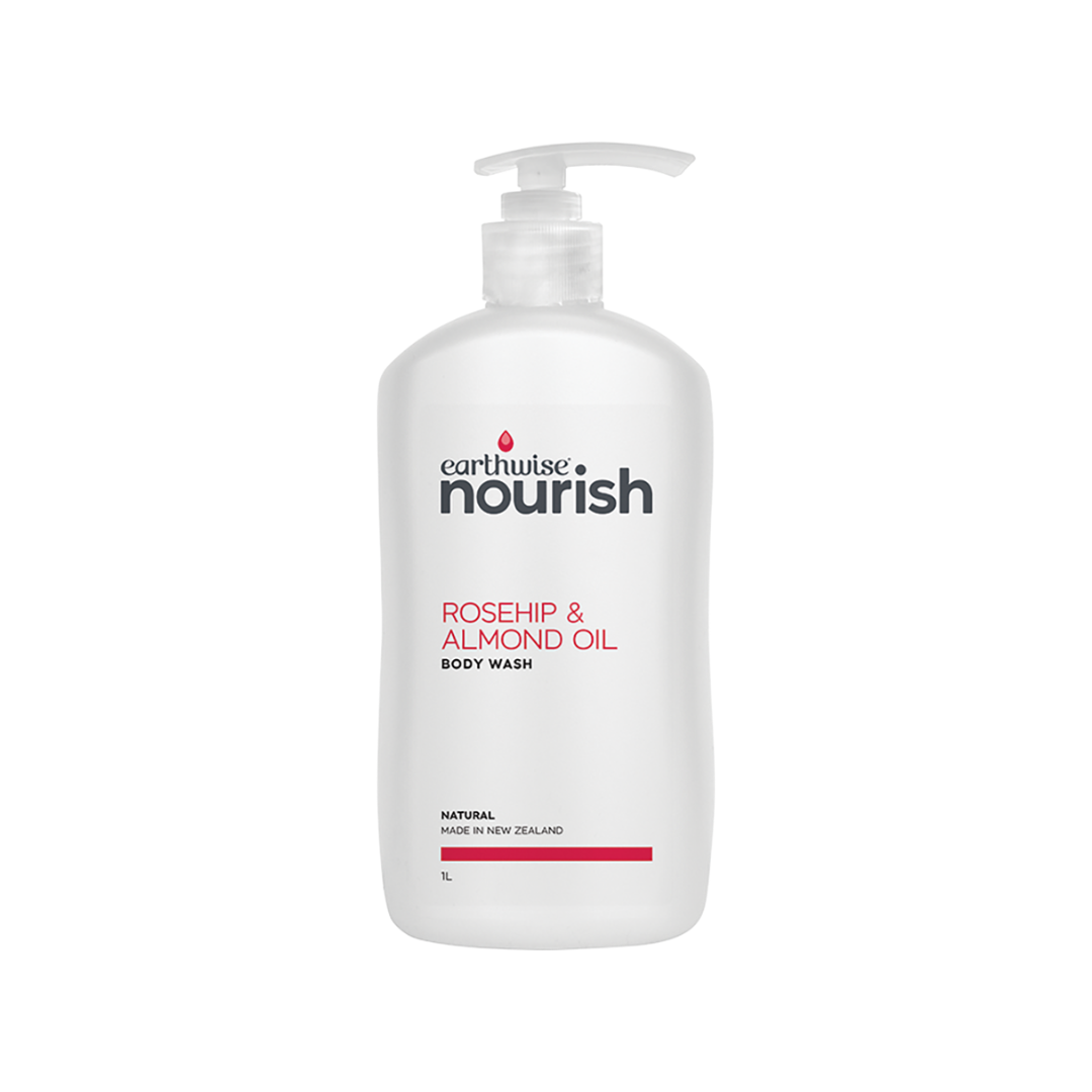 Earthwise Nourish Body Wash Rosehip & Almond Oil 1L-The Living Co.