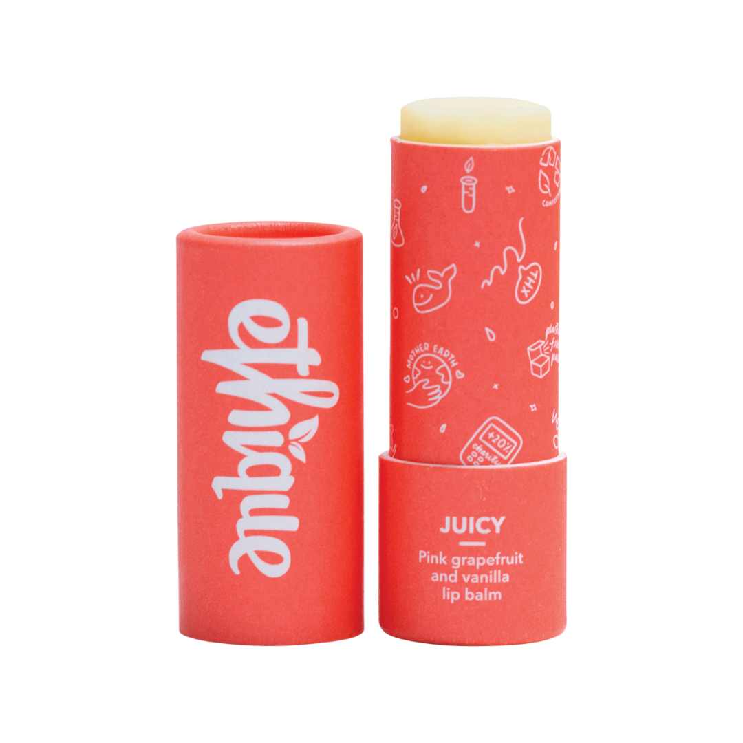 Ethique lip balm Juicy - Pink Grapefruit & Vanilla 9g-The Living Co.