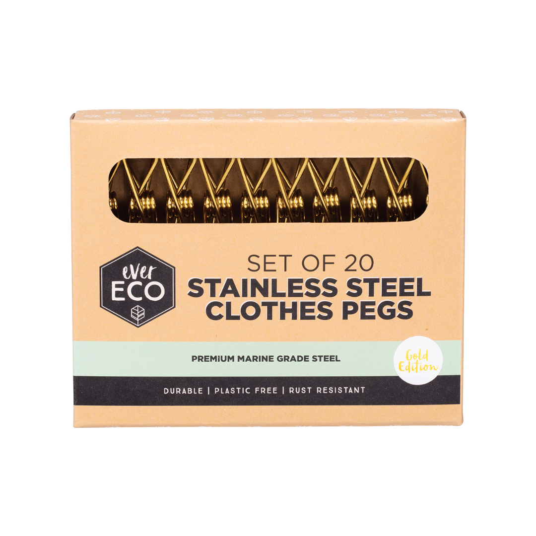 Ever Eco Stainless Steel Clothes Pegs Premium Marine Grade - Gold Edition-The Living Co.