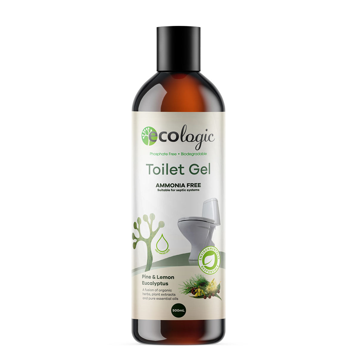 Ecologic Toilet Cleaning Gel Pine, Lemon & Eucalyptus 500ml-The Living Co.