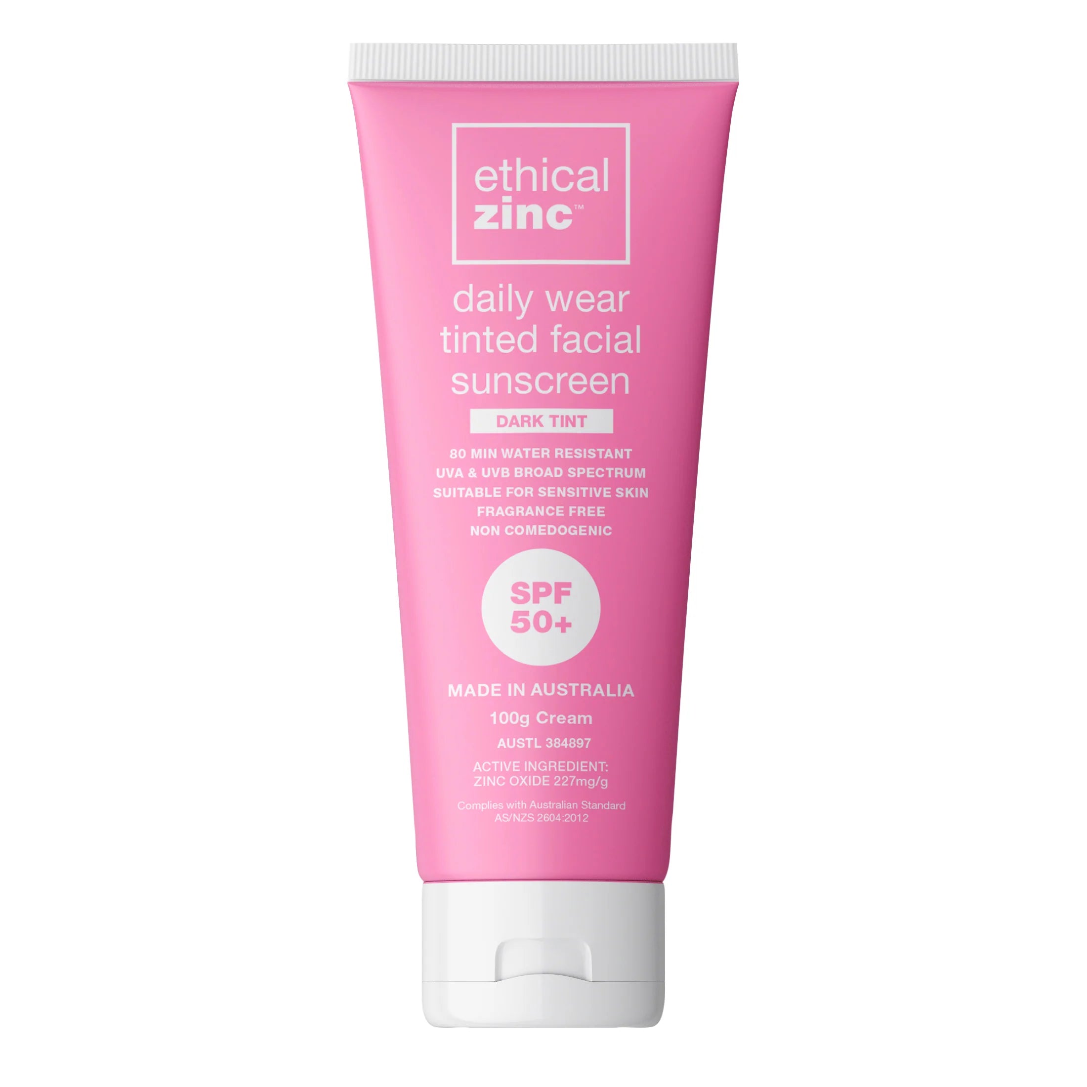 Ethical Zinc SPF50+ Daily Wear Tinted Facial Sunscreen - Dark Tint-The Living Co.