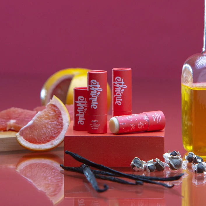 Ethique lip balm Juicy - Pink Grapefruit & Vanilla 9g-The Living Co.