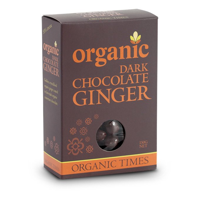 Organic Times Dark Chocolate Ginger 150g-The Living Co.