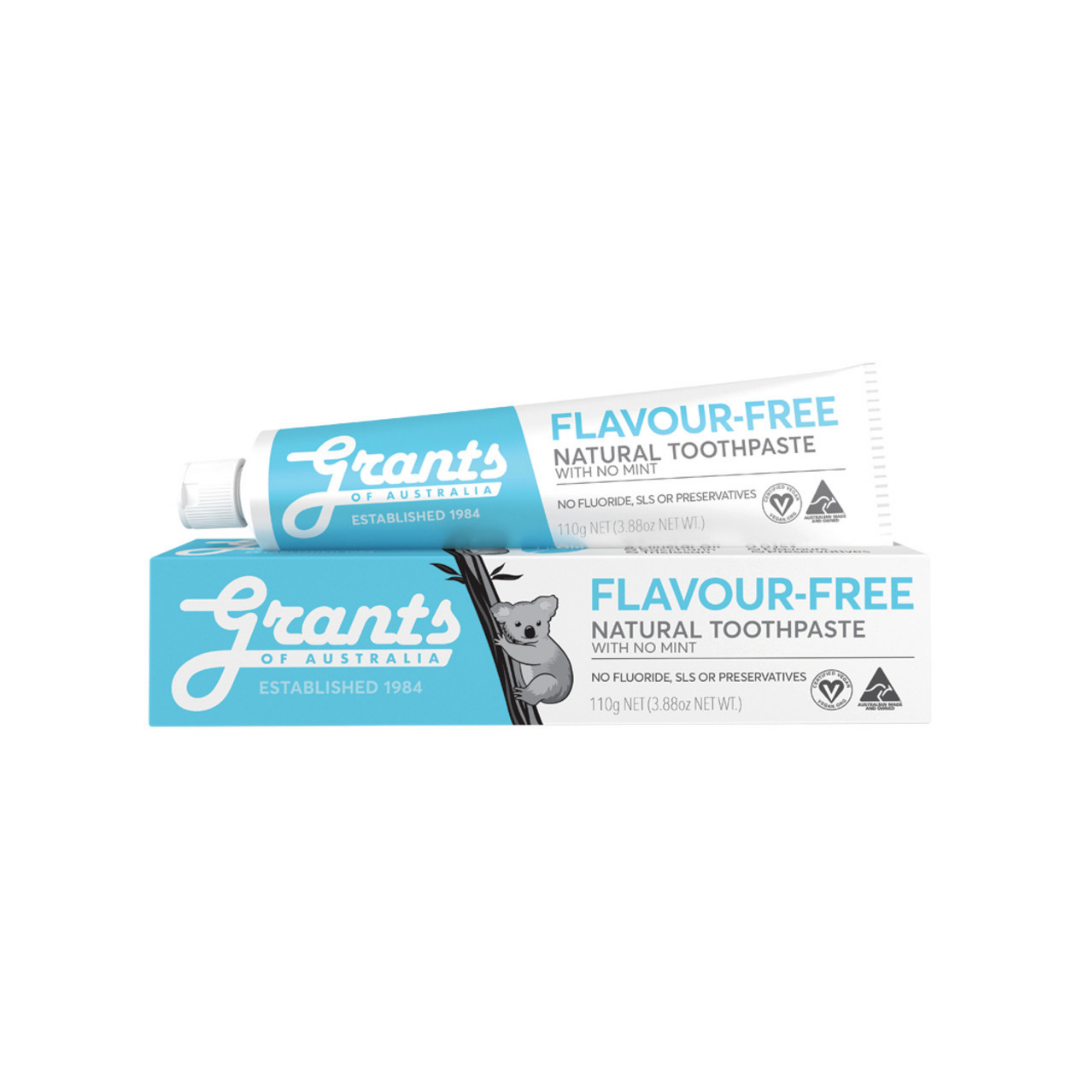 Grants Natural Toothpaste Flavour-Free with No Mint (Fluoride Free) 110g-The Living Co.