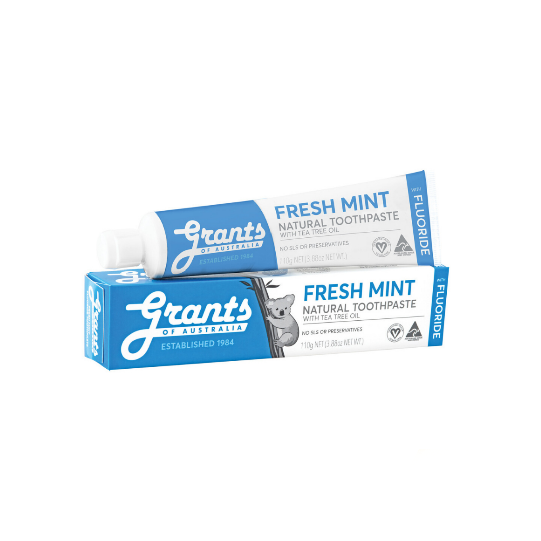 Grants Natural Toothpaste Fresh Mint with Tea Tree Oil & Fluoride-The Living Co.