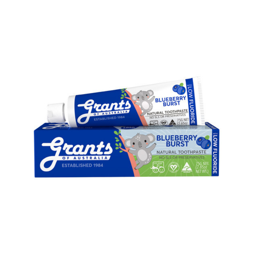 Grants Natural Toothpaste Kids Blueberry Burst with Low Fluoride 75g-The Living Co.