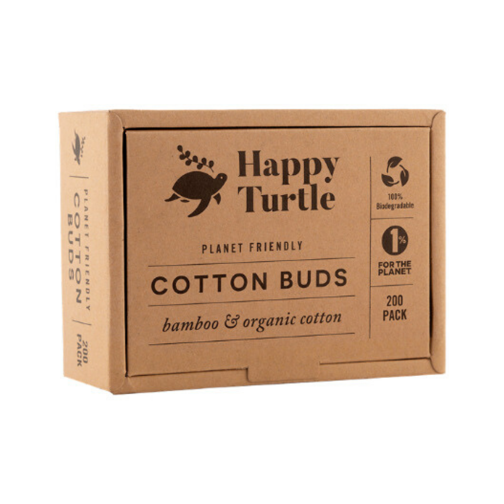Happy Turtle Organic Cotton & Bamboo Cotton Buds - 200 pack-The Living Co.