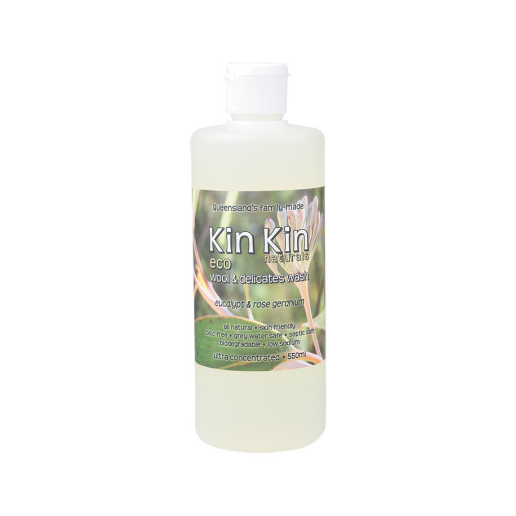 Kin Kin Naturals Wool & Delicates Wash Eucalypt & Rose Geranium 550ml-The Living Co.