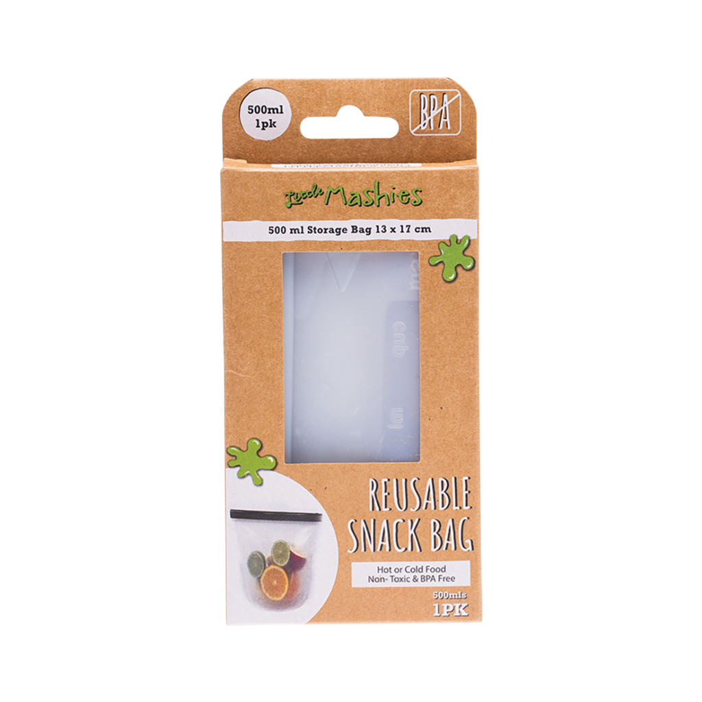 Little Mashies Reusable Food Silicone Snack Bag - Small 500ml x1-The Living Co.
