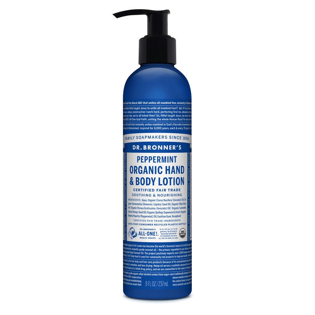 Dr. Bronner's Lotion Peppermint 237ml-The Living Co.