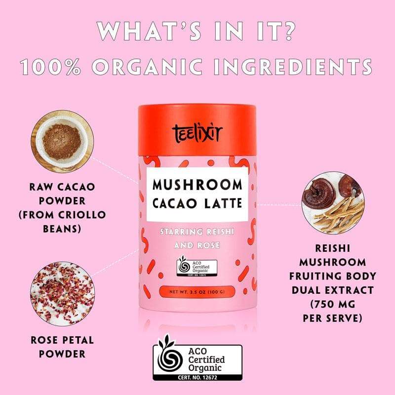 Teelixir Mushroom Cacao Latte with Reishi 100g-The Living Co.