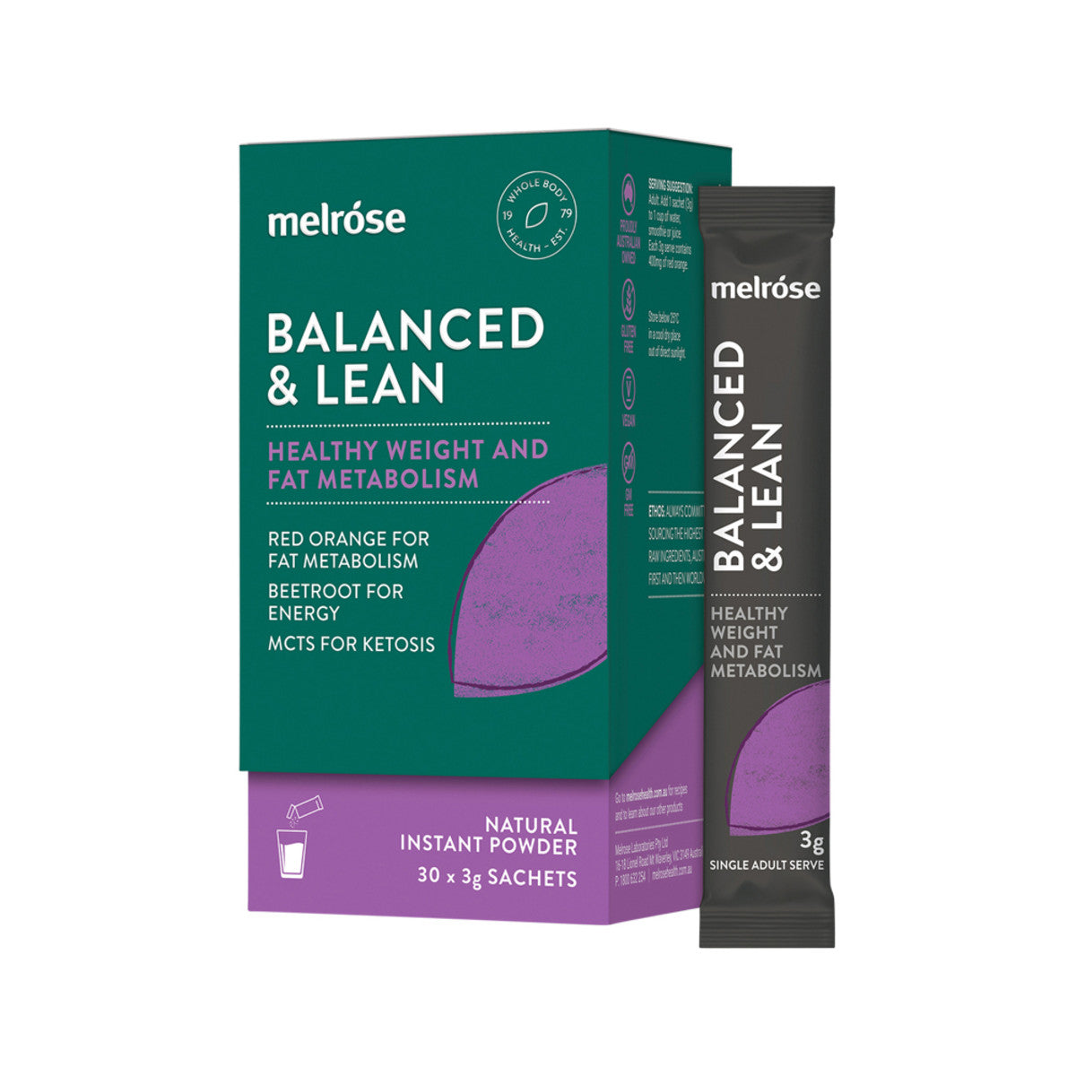 Melrose Balanced & Lean Sachet 3g x 30 Pack-The Living Co.
