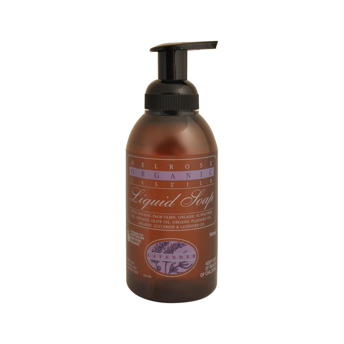 Melrose Organic Castile Soap Lavender Pump 500ml-The Living Co.