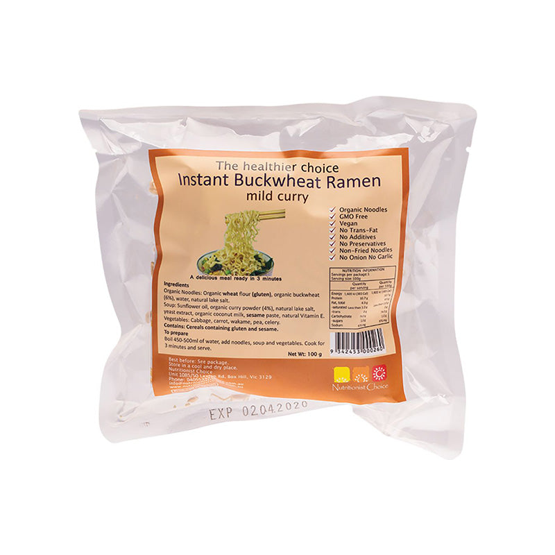 Nutritionist Choice Instant Buckwheat Ramen - Mild Curry-The Living Co.