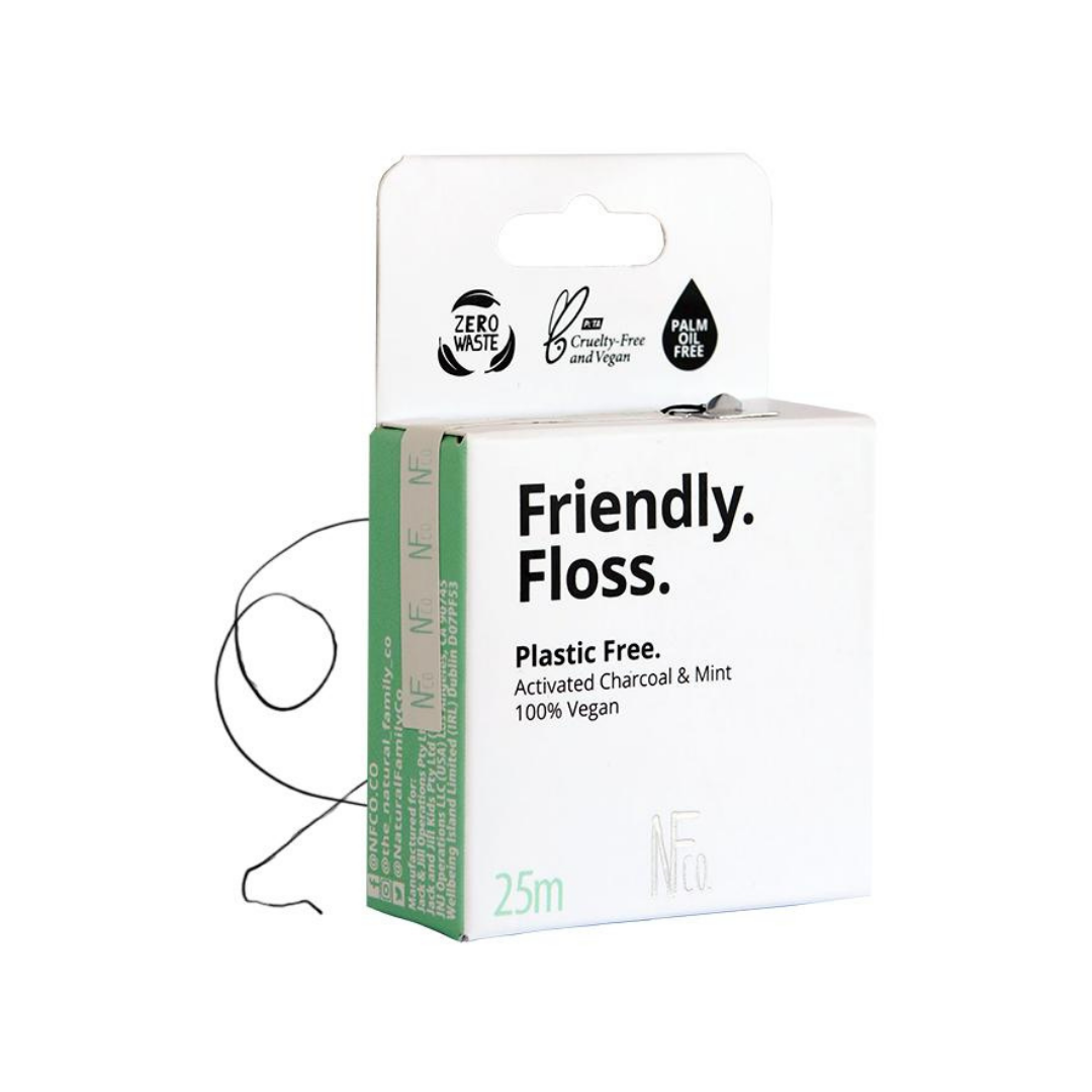 Nfco Friendly Floss (Activated Charcoal & Mint) 25m-The Living Co.