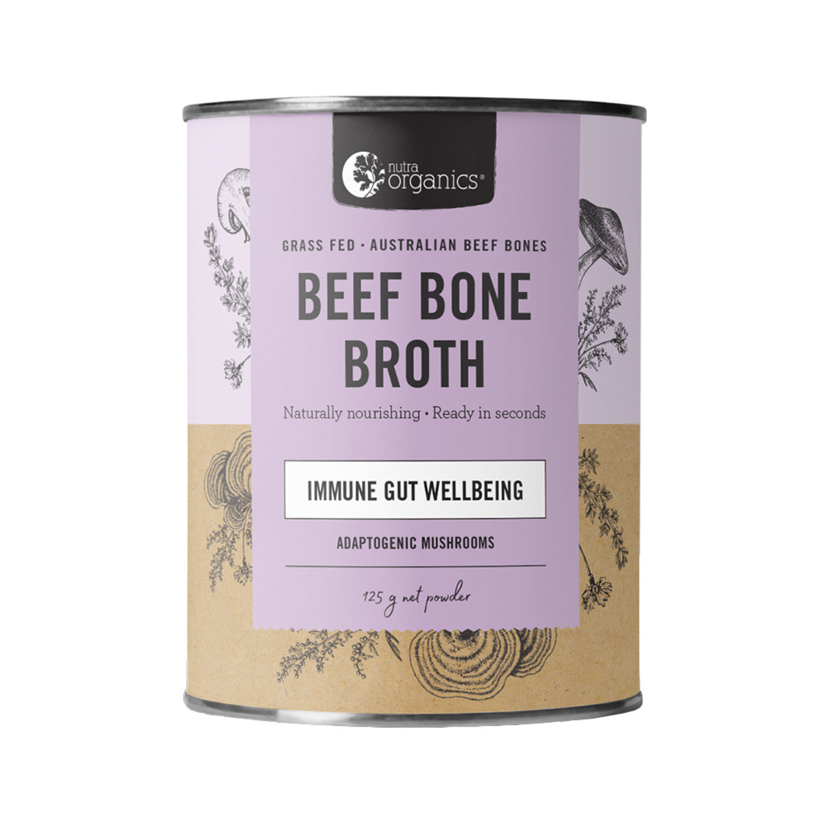 Nutra Organics Beef Bone Broth Adaptogenic Mushrooms-The Living Co.
