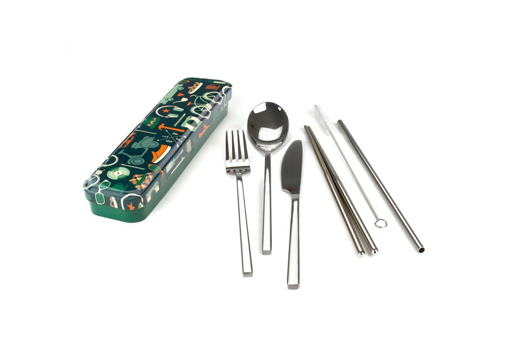 RetroKitchen Carry Your Cutlery - Retroman Stainless Steel Cutlery Set-The Living Co.